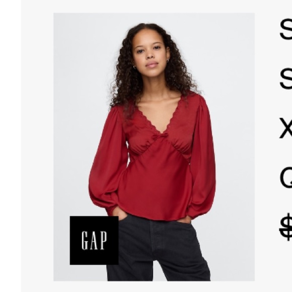 Satin long-sleeve empire top